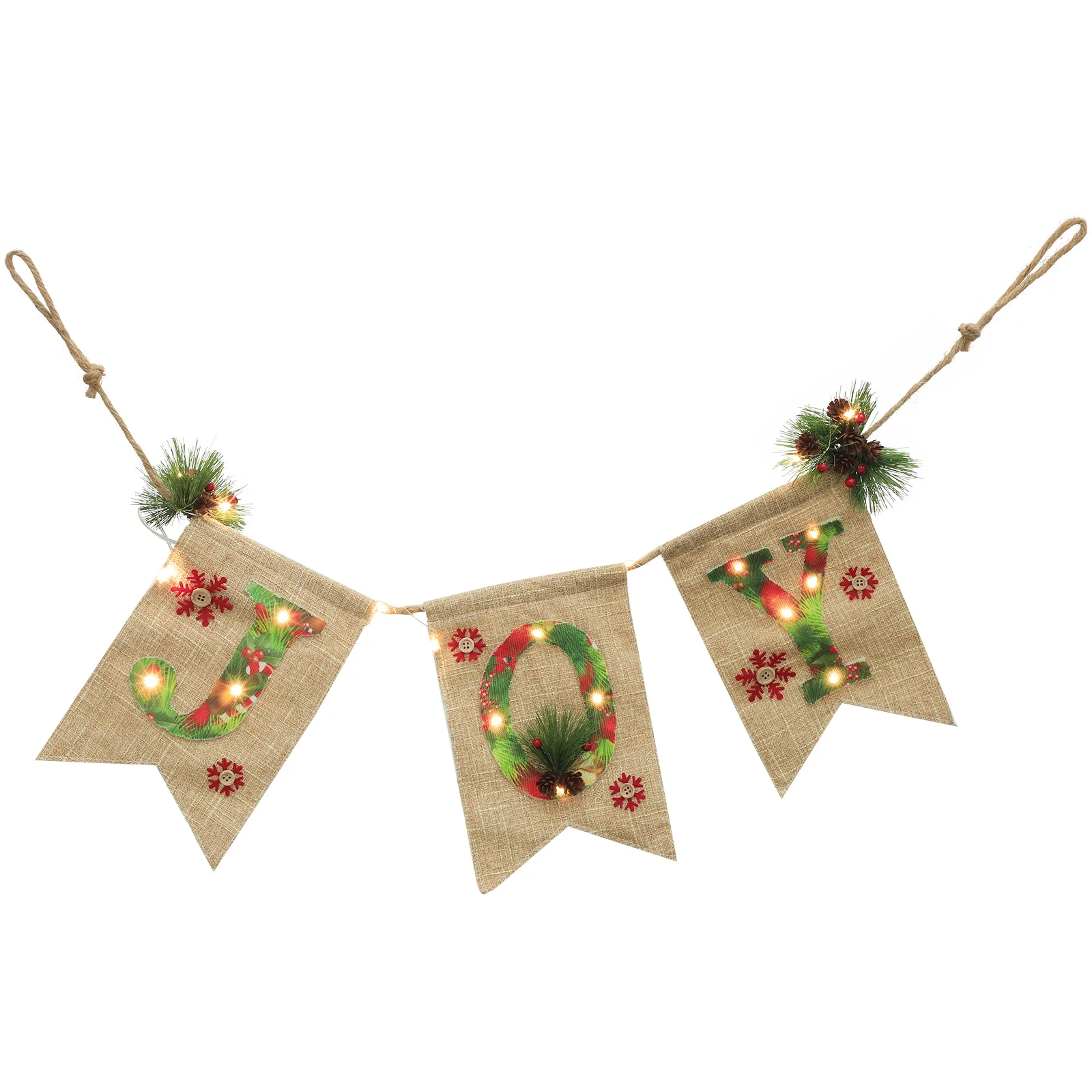 

1Set Christmas Bunting Banner Linen Light Xmas Party Decoration Indoor Door Wall Hanging Christmas Banner with Light