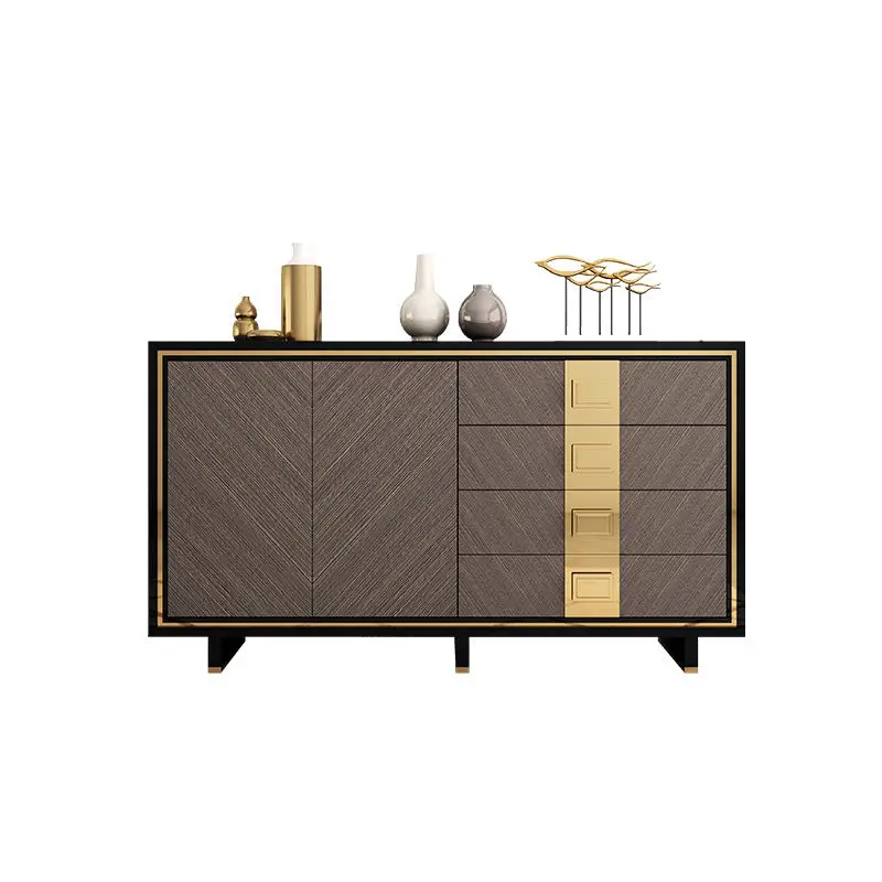 

Luxury Wooden Console Table Glass TV Rack Side Cabinet Living Room Furniture Modern 2 Door 4 Drawer Storage Living Room Cabinets