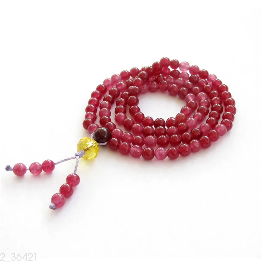 

6mm Red Jade Knot Bracelet Classic Handmade Health Mala Buddhist Peace 108 Beads Teens Women Relief Prayer