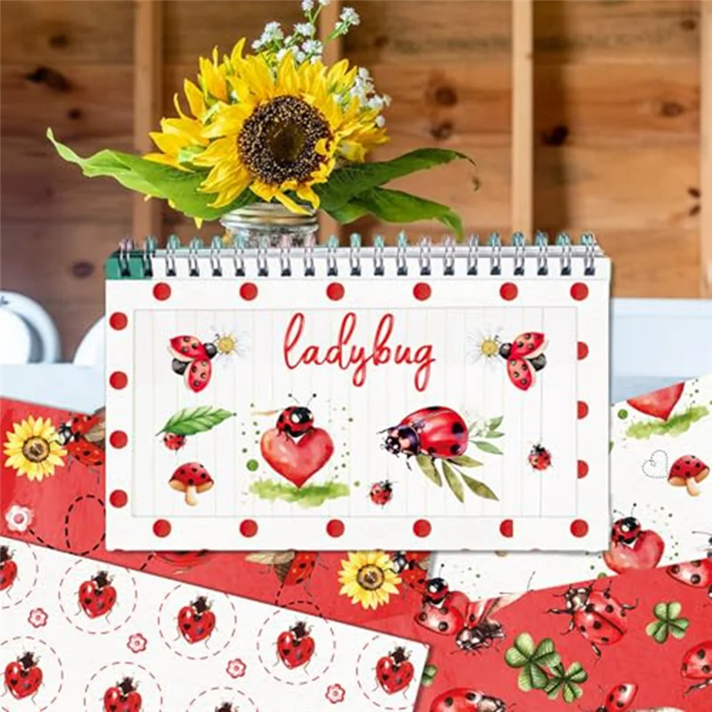 

TA-Scrapbook Paper 12'' X 12'' Double-Sided 24 Sheets Bows Pattern Decorative Decoupage Cardstock Ladybug