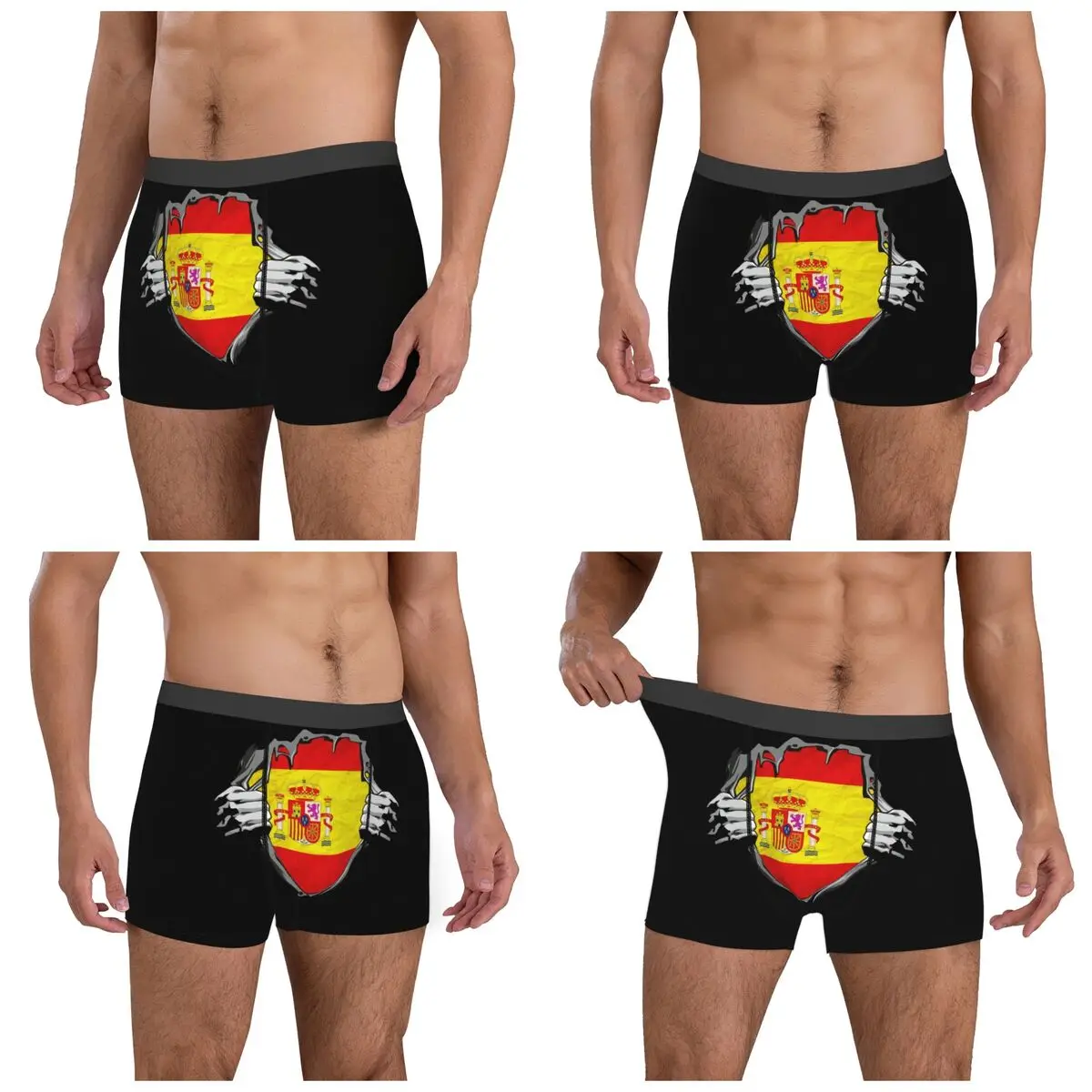 Boxer Underpants Shorts National Flag. Spain. Panties Male Comfortable Underwear for Homme Man Boyfriend Gift