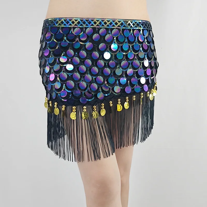 Sciarpa per Danza del Ventre di Halloween con Paillettes e Frange, Fascia per la Vita per Costumi da Spettacolo