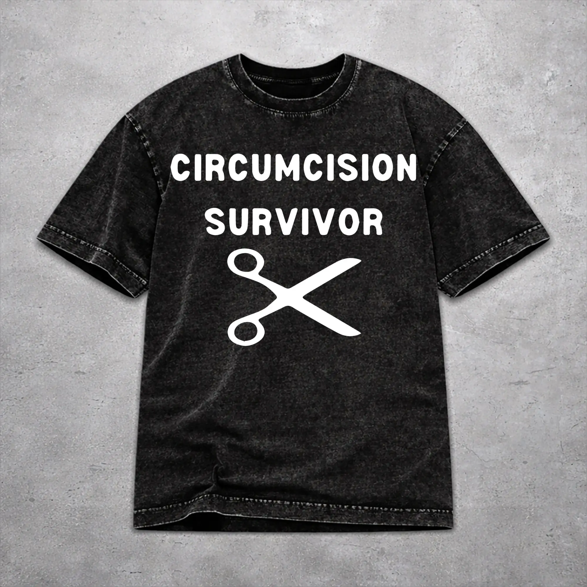 Women Men Circumcision Survivor Funny Cat Meme  T Shirt Printed Cotton Washed  Fashion T-Shirts