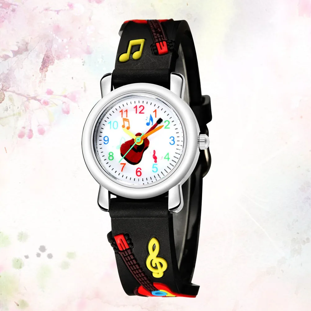 

Stylish Guitar Pattern Children Watch Kids Wristwatch Lightweight Durable Comfortable Strap Birthday Gift For Boys Girls Black