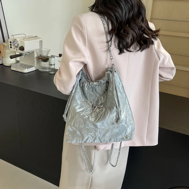 LEFTSIDE Small Crossbody Bags for Women 2024 Trend Korean Fashion Leather Shoulder Bag Females Solid Color Chain Handbags