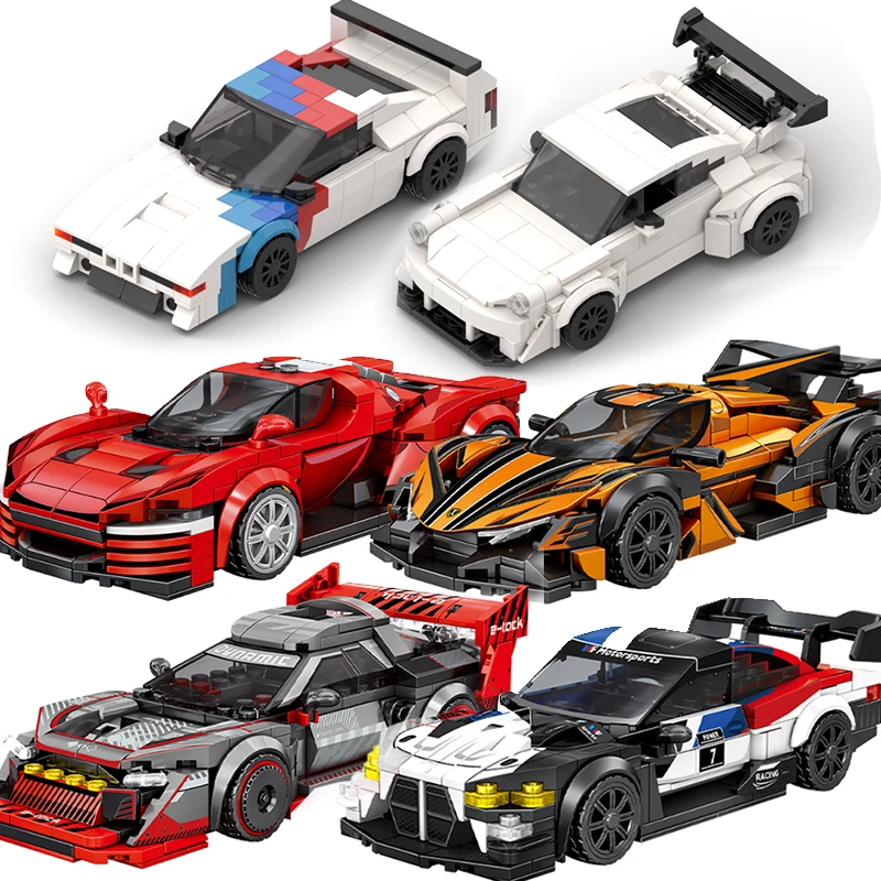 City Speed Champion Technical Racing Car Building Blocks Garage Sports Car MOC Ideas Creative Vehicle Toys