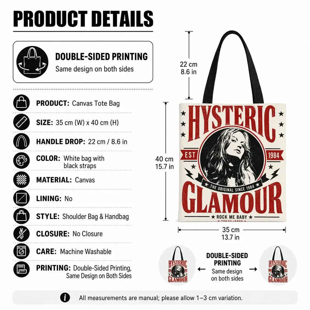 Brand Hysteric Glamour Storage Bags Storage Bag Canvas Tote Bag Foldable Reusable Shopping gifts commuting