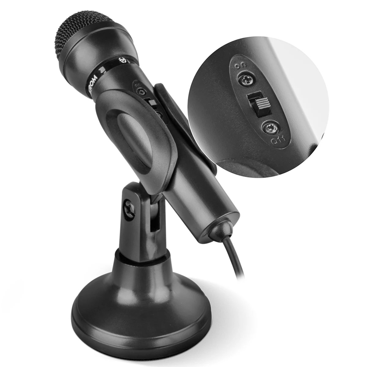 Krom kyp-microfone para jogos, omnidirecional, 3.5mm jack, cor preta