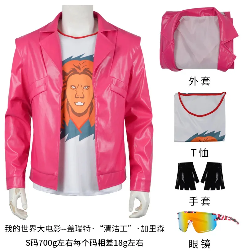 

A'3,v/Garrett Garrison Cosplay The Garbage Man Costume Movie Steve Role Play Men Pink Fringed Jacket Halloween Party C5,j'8.k/4\