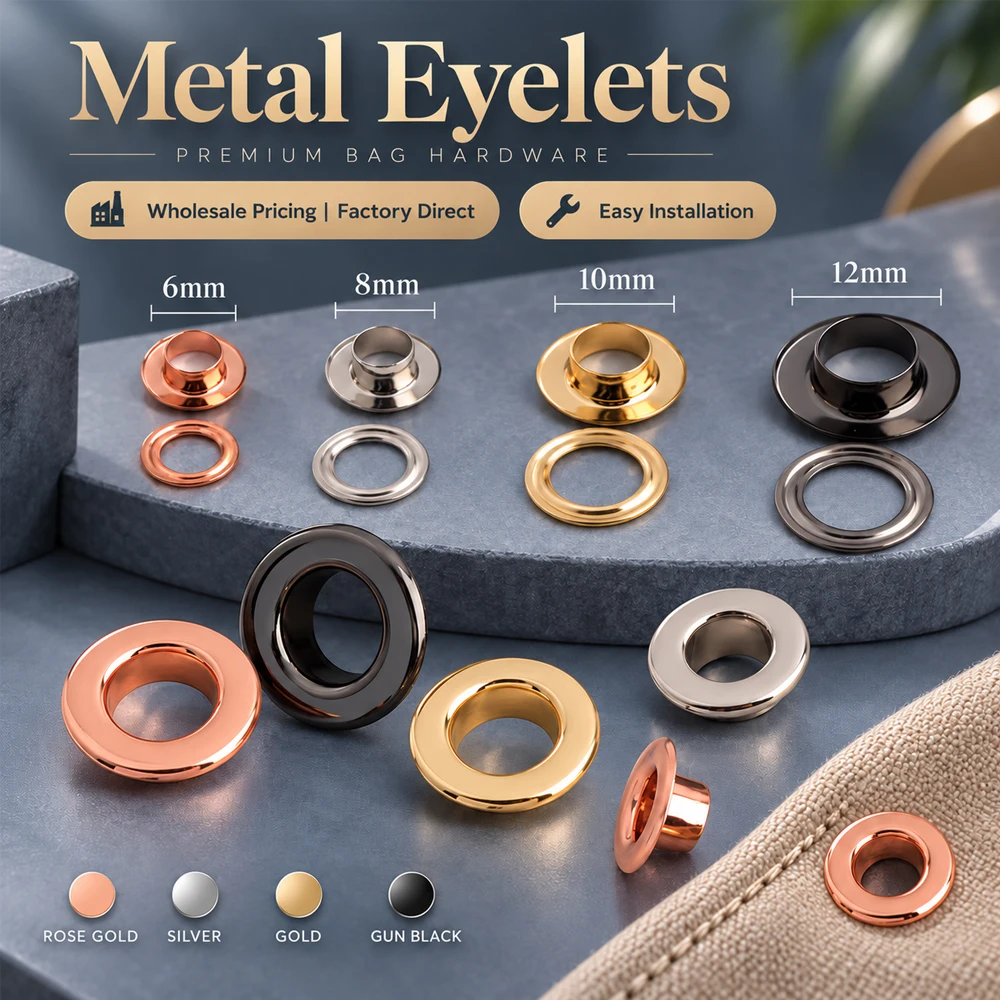 50-100pcs 6mm 8mm 10mm 12mm Rose Gold Metal Round Eyelets For Leathercraft Pushed Grommet Bags Pressed Belt Cap Bag Accessories
