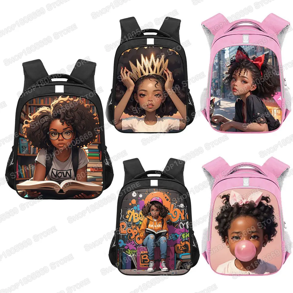 

American Afro Girls Print Backpacks Melanin Latino Africa Women Rucksack Children School Bags Ladies Laptop Daypack Travel Bag