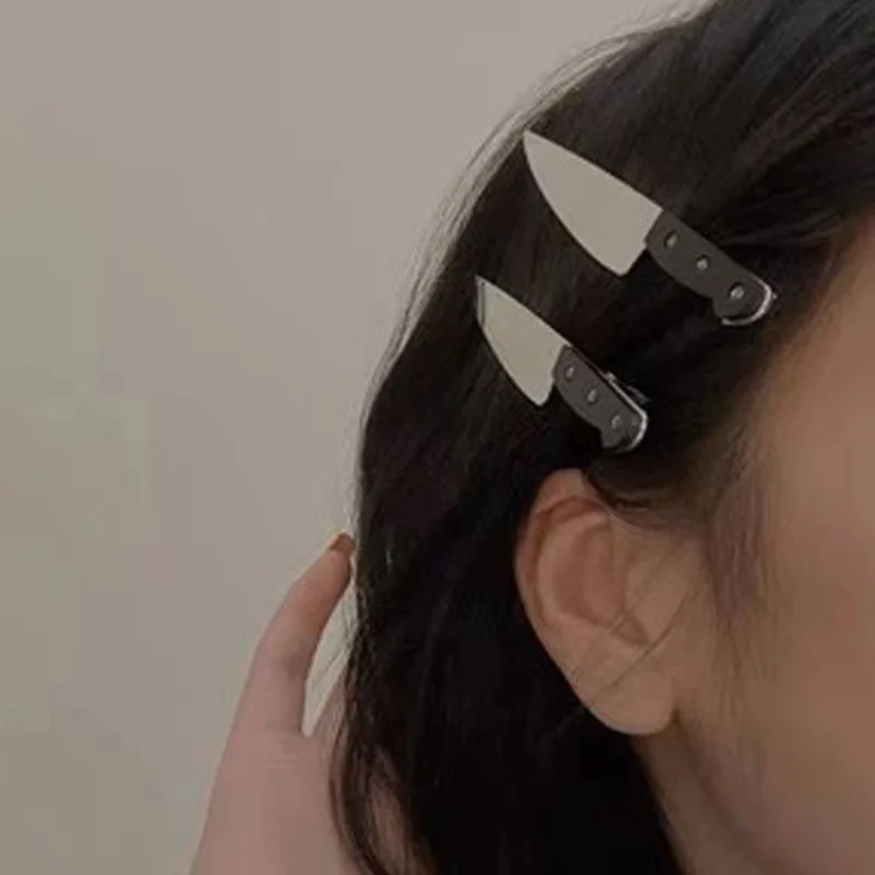 Funny Creative Gothic Emulation Knife Hair Clips Side Bangs Hairpin Weird Knife Hairpins Women Girls Hair Accessories