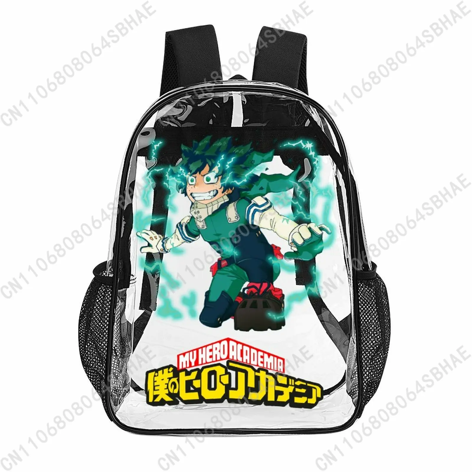 

My Hero Academia Izuku Midoriya Trendy 17 Inch Backpack Teenage Girls Boys Personalized Transparent School Bag Cool PVC Gifts