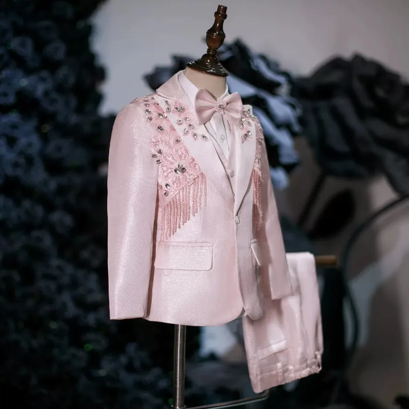Kinder-Smoking für Klavier-Auftritte, Hochzeiten, Abschlussfeiern und Geburtstagsfeiern - Jungen-Anzug mit Blazer A4993 - Großhandel für Jungenanzüge – Detail 7