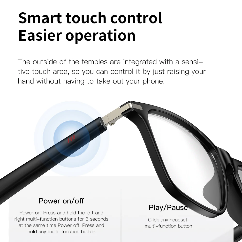 VALDUS 2025 جديد M03 Smartglasses ENC التلقائي للحد من الضوضاء مقاوم للماء بلوتوث دعوة مكافحة الضوء الأزرق الرجال النساء النظارات الذكية