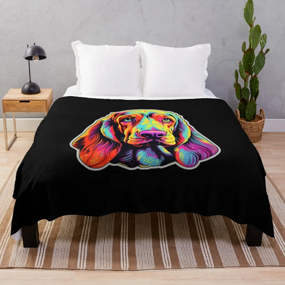 

Basset Hound Neon Design Throw Blanket Weighted Picnic Sofa Blankets