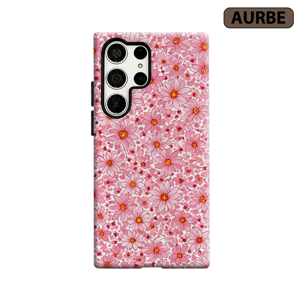 Blush Petal Storm Phone Case for Samsung Galaxy S26 S25 Ultra S24 S23 Ultra Plus Shockproof Double Layer Tough Back Cover
