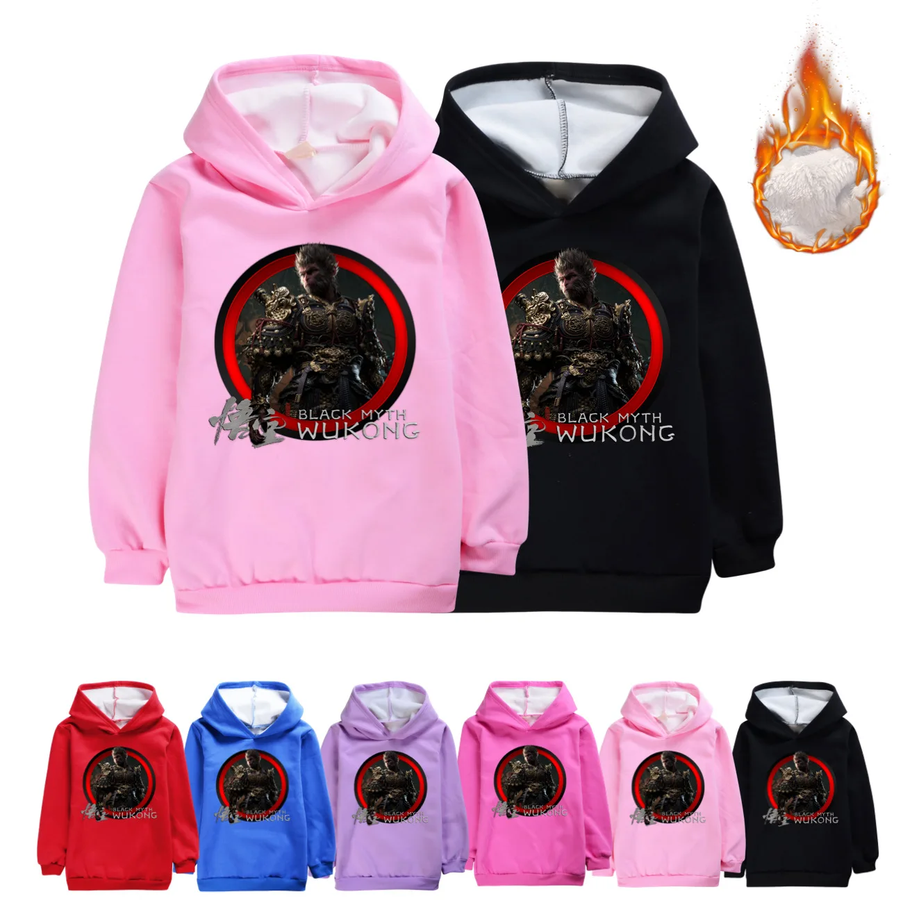 Winter Velvet Kids Black Myth Wukong Game Hoodie Sweatshirt Girls Boys Long Sleeve Printd Tops Children Pullover3745