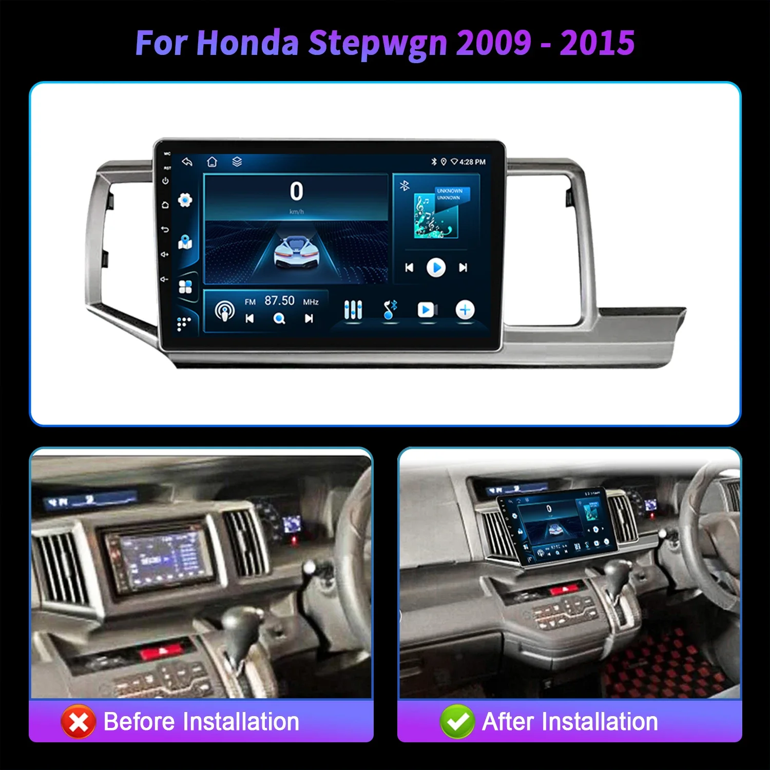 Android 14 For Honda Stepwgn 2009-2015 Car Radio Multimedia Navigation Universal Wireless Carplay 7862 8+256 2K QLED Screen