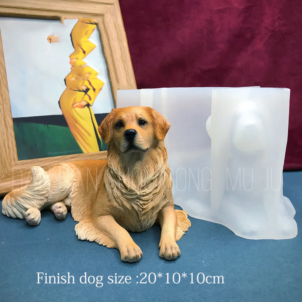 3D Golden Retriever Resin Molds DIY Car Ornament Birthday Gift Cute Dog Silicone Molds Epoxy Large Dog Ornament Molds Home Decor