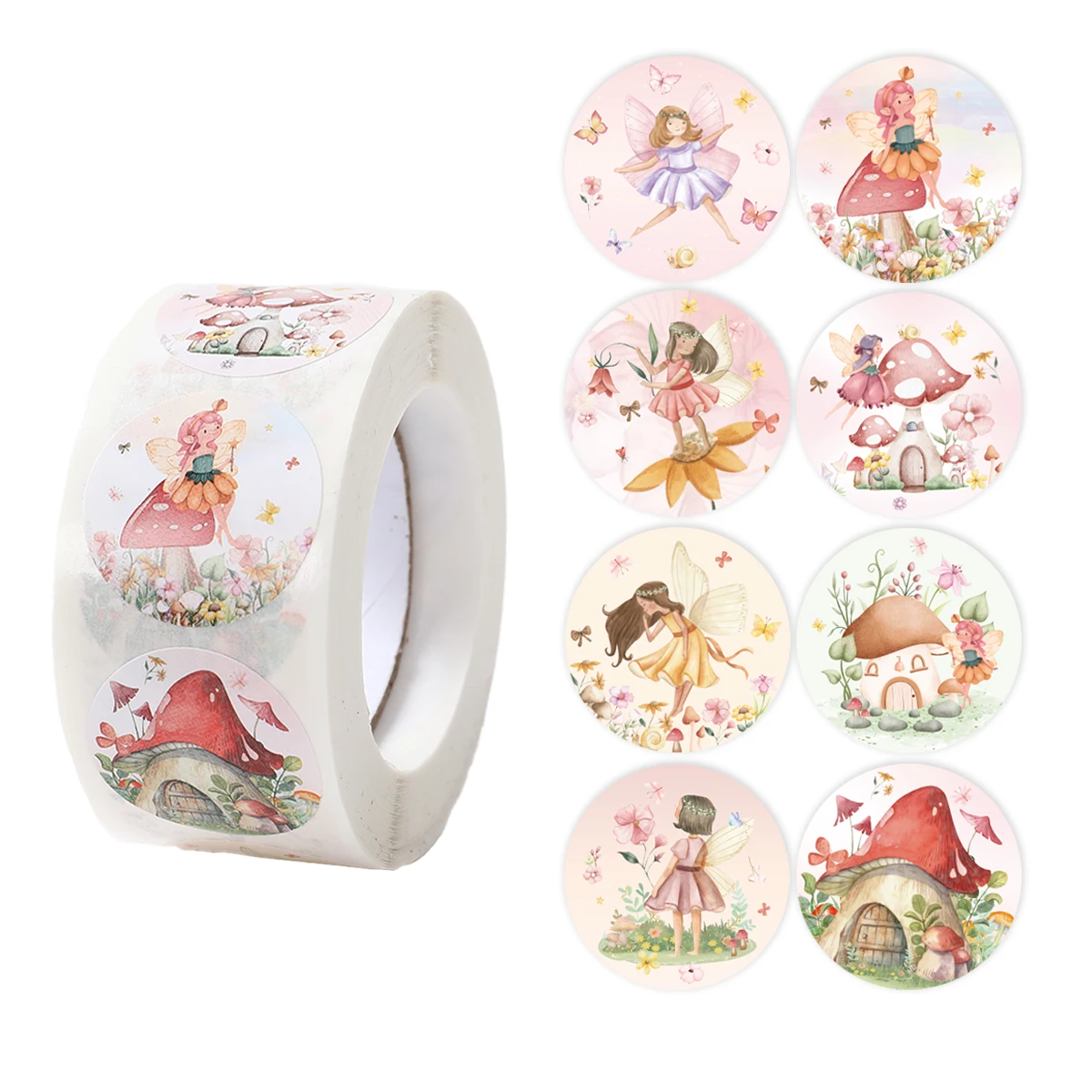 500pcs/set Fairy Elf Sticker 2.5cm/1inch Flower Fairy Decals Cute Stickers Fairy Theme Birthday Party Decoration Round Stickers