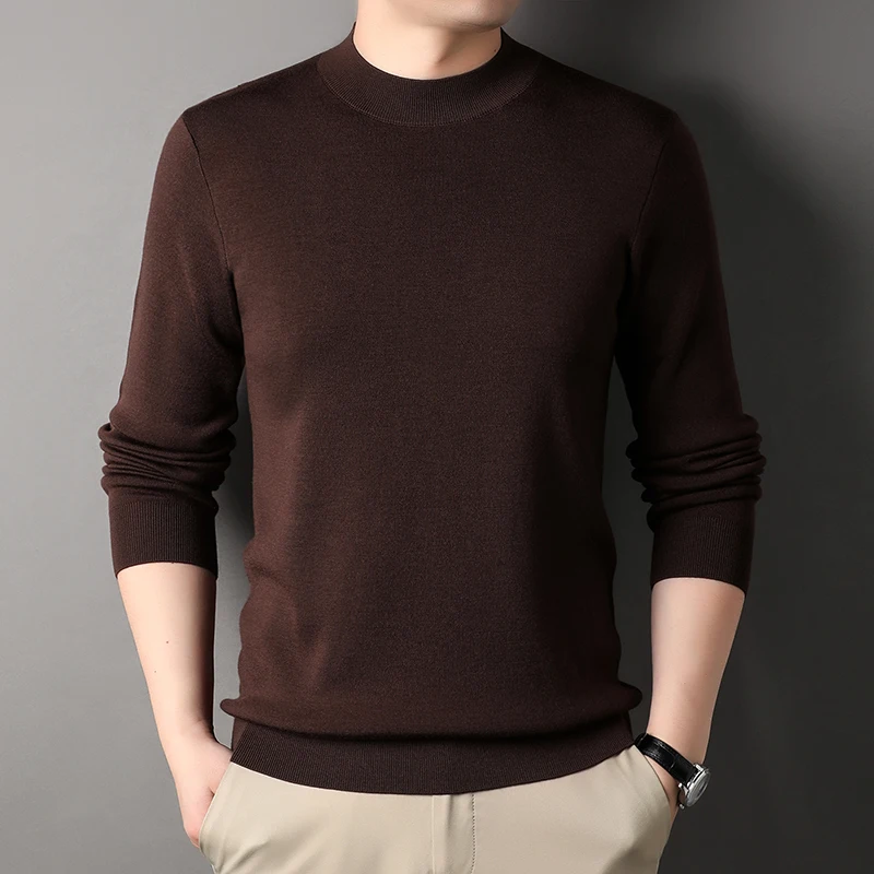 

High Quality Men's Classic Crew Neck T-Shirt Fashionable Versatile Spring Autumn New Arrival Breathable Knitted Wool Top