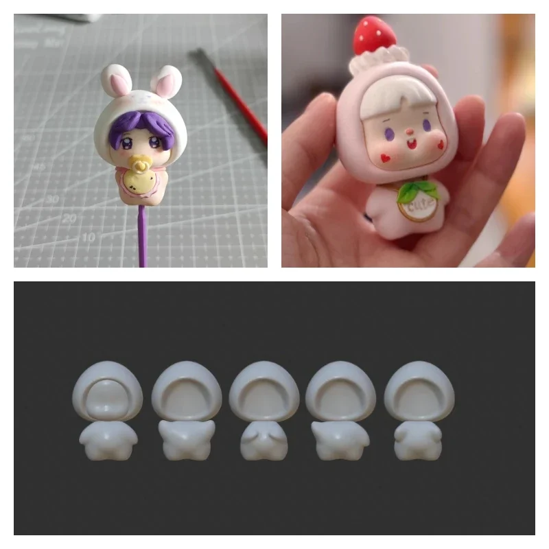 Ultralighty Clay Q Version Cartoon Doll Hood Face Body Silicone Mold DIY Polymer Clay Animated Character Contours Making Tools