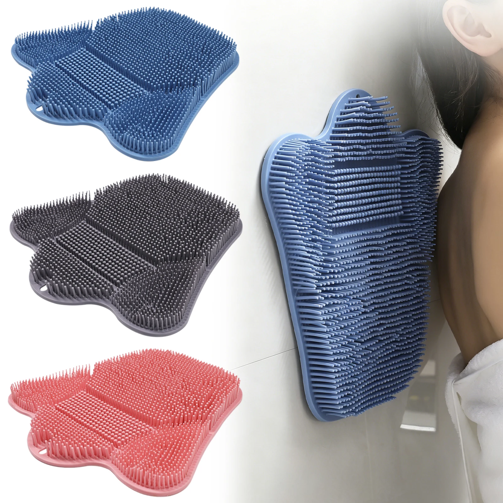 Dusch-Fußschrubber-Matte, Reibrückenpolster, Lazy Person-Reibrückenpolster, an der Wand montierter Körperschrubber für die Dusche, freihändiges Design