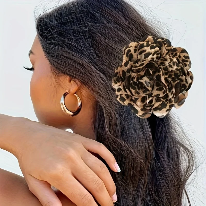 Elegant & Retro! Leopard - print Camellia Hair Clips - Stylish Fabric for Women. Hand - wash Only. Ideal for Fall & Winter. image 6