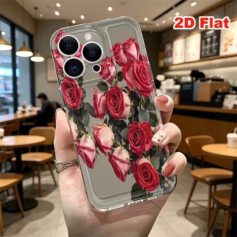 2D Flat Soft Silicone Phone Case For iPhone 17 Pro Max 16 18 Pro 13 11 15 14 Plus 12 17 16E 17Promax Shockproof Transparent Funda Cover