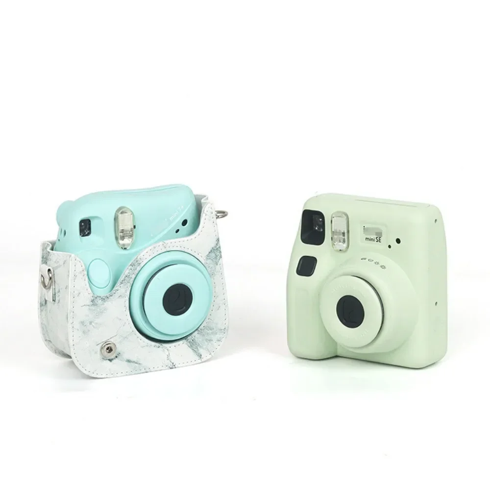 Instax Mini se 7 plus用のポータブル合成皮革ケース,大理石模様のユニバーサルケース,カメラバッグケース