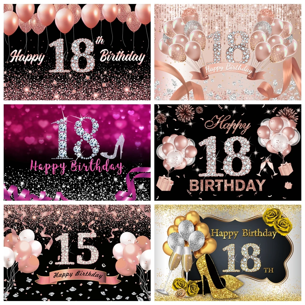 

Photo Backgrounds Fabulous Women 18 20 30 40 50th Birthday Party Balloon Heels Rose Champagne Era Custom Photography Backgrounds