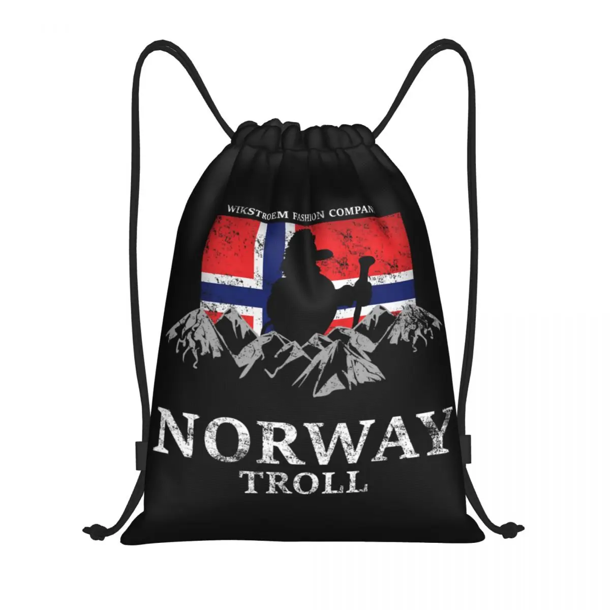 

Wikstroem Norway Flag Drawstring Backpack Women Men Sport Gym Sackpack Foldable Norwegian Flag Shopping Bag Sack