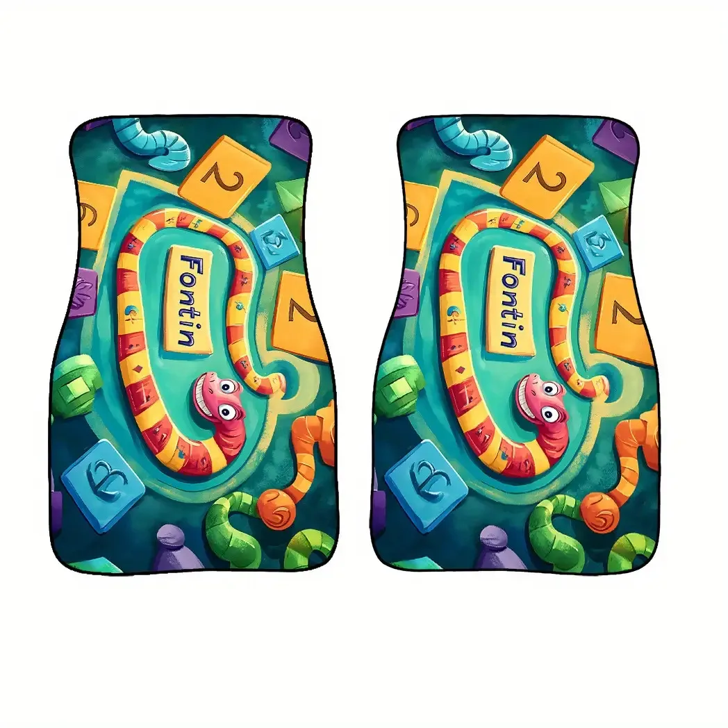4pcs HKStorage Cartoon Snake Game Car Mats- - Fits Most Cars/SUVs- All-Weather Interior Accessory