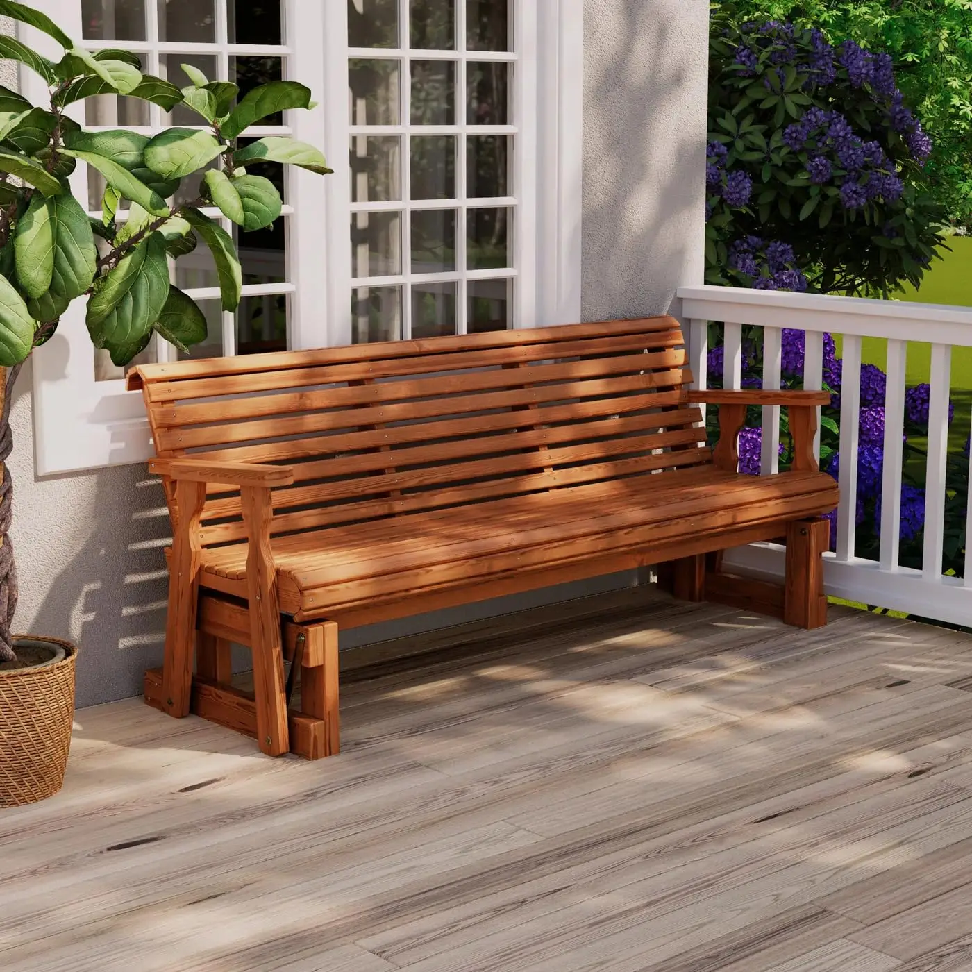 Heavy Duty 800 Lb Roll Back Pressure Treated Porch Glider 5 Foot Unfinished, Customized