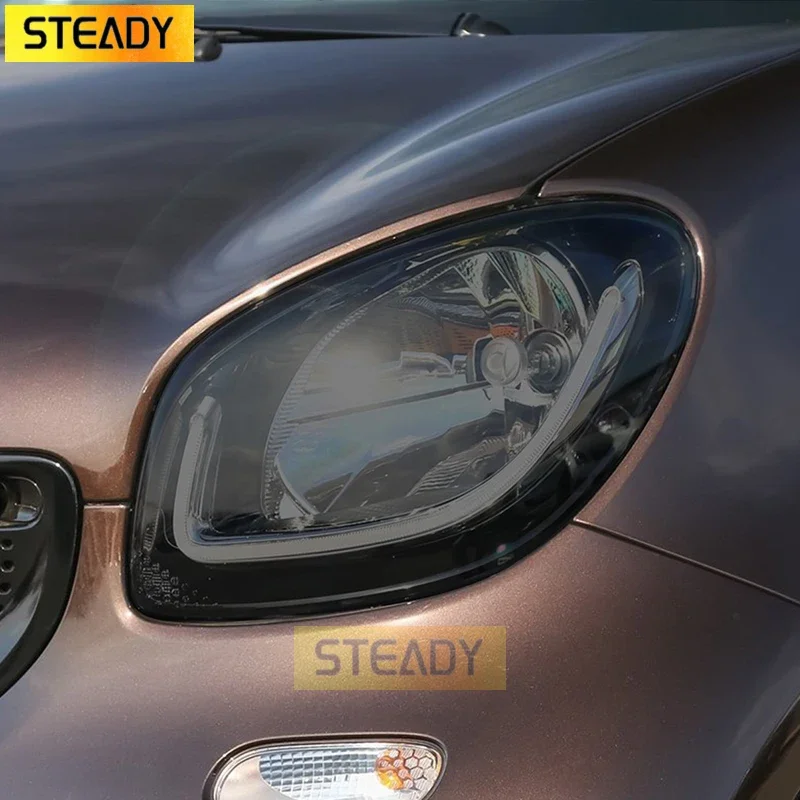 

2 Pcs Car Headlight Protective Film Restoration Transparent Black TPU Sticker For Smart Fortwo 453 2015-2019 Accessories