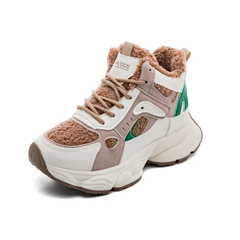 أحذية نسائية قطنية مع مخمل مضاف، عزل سميك، قمة عالية، أحذية رياضية شتوية جديدة متعددة الاستخدامات لعام 2025 للطلاب #5