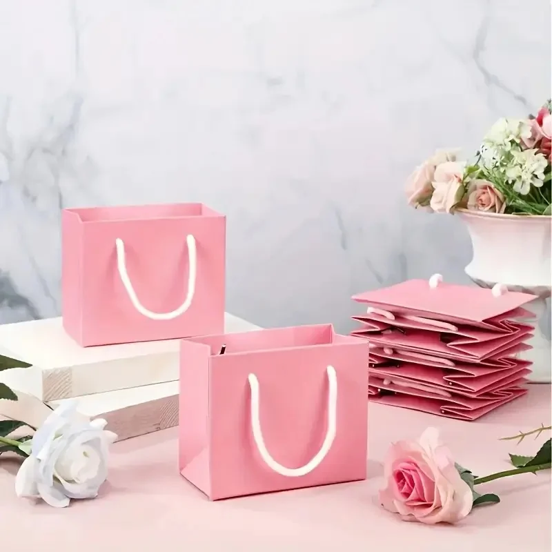 5/10PCS Schwarz Weiß Rosa Farbe Kraft Geschenk Taschen Mit Seil Griffe für Party Geschenk Verpackung Bevorzugung Tasche kleidung Verpackung Geschenk Taschen – Detail 3
