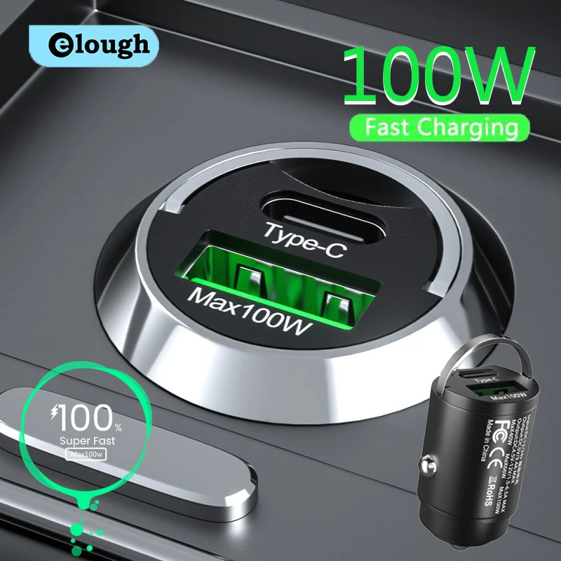 Pull Ring 100W Car Charger Fast Charging Quick Charge PD Car Phone Charger Adapter For iphone Samsung Huawei Xiaomi