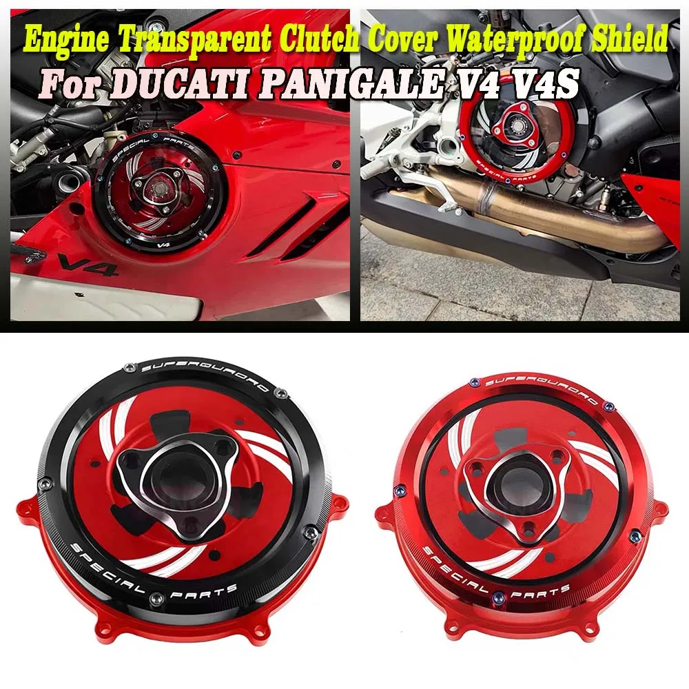 Fit For Du cati Panigale V4 V4S Motorcycle Clear Clutch Cover Waterproof Engine Side Protector Accessories