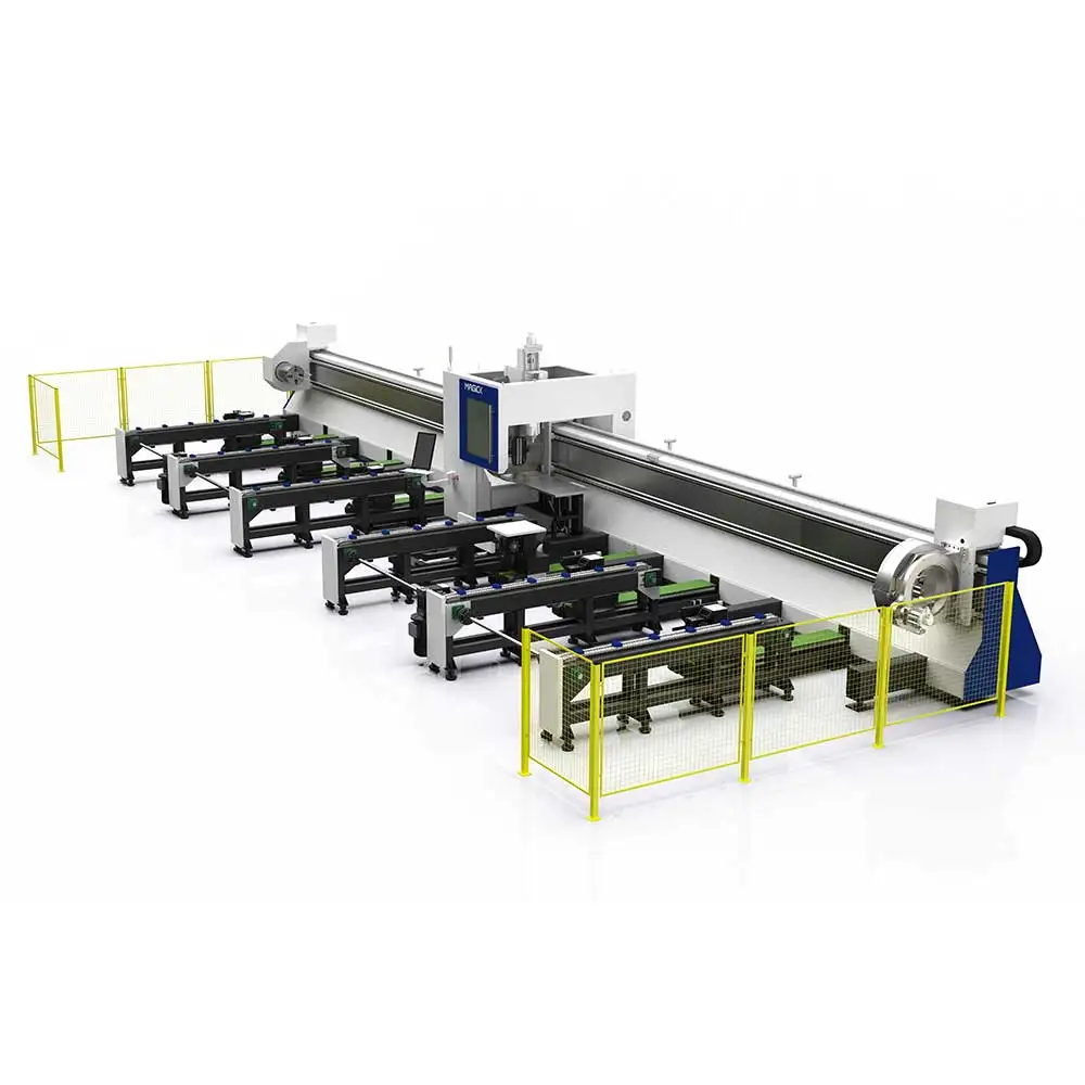 Three Chuck Square Tube Round Pipe Metal Tube Fiber Laser Cutting Machine