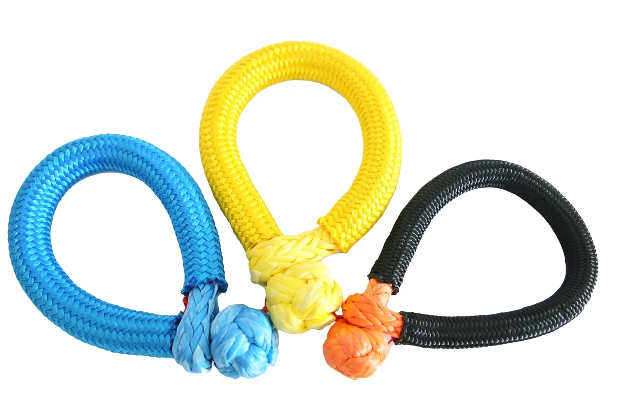 تكبل ناعم أصفر 10 مم * 80 مم، تكبل ونش صناعي للقوارب ATV UTV SUV 4X4 شاحنة الانتعاش