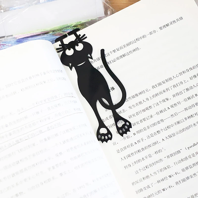 Imagem -03 - Gato Preto Hollow Out Bookmark Pvc Cartoon Animal Leitura Presente para Crianças 1pc Forma de