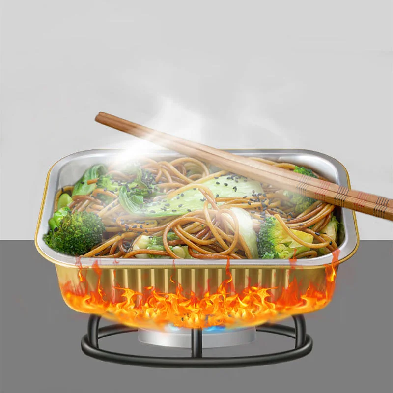 مصنع الجملة القابل للتصرف 750 مللي حاوية طعام مستطيلة من الألومنيوم الذهبي للشواء في الهواء الطلق #3