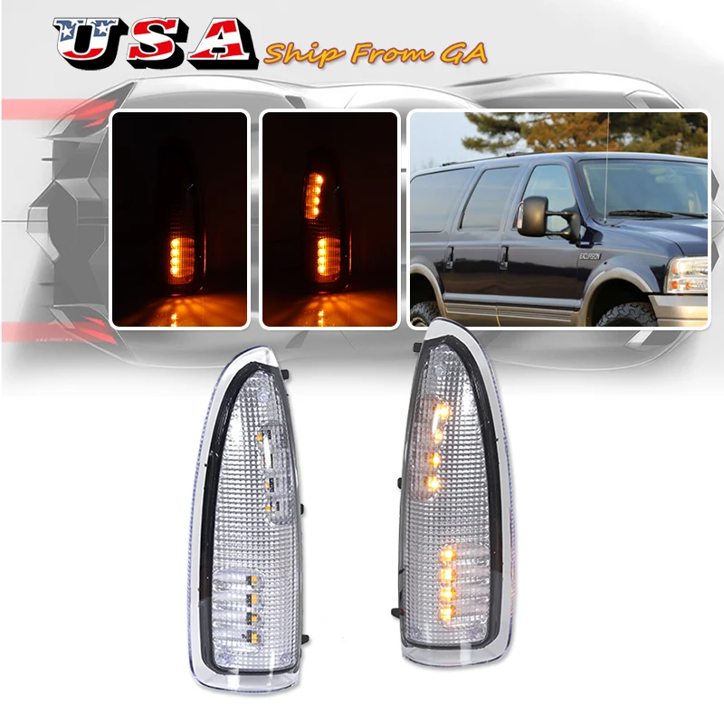 

For Ford F250 F350 F450 F550 F650 Super Duty and 2000-2005 Ford Excursion Amber LED Side Mirror Marker Turn Signal Light 03-07