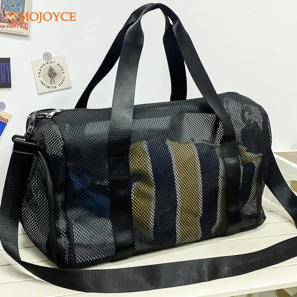 Mesh Travel Duffle Bag Gym Sports Bag with Shoe Compartment Luggage Bag Dry Wet Separation Large Capacity Hangbag for Swim Beach