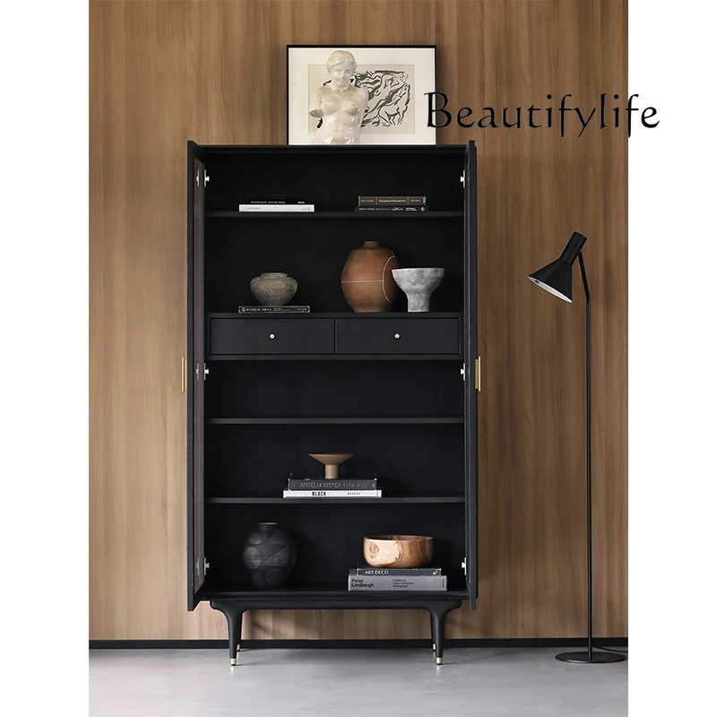 

Nordic Mid-Ancient Solid Wood Showcase Italian Minimalist Display Cabinet Modern Light Luxury Household Bookcase