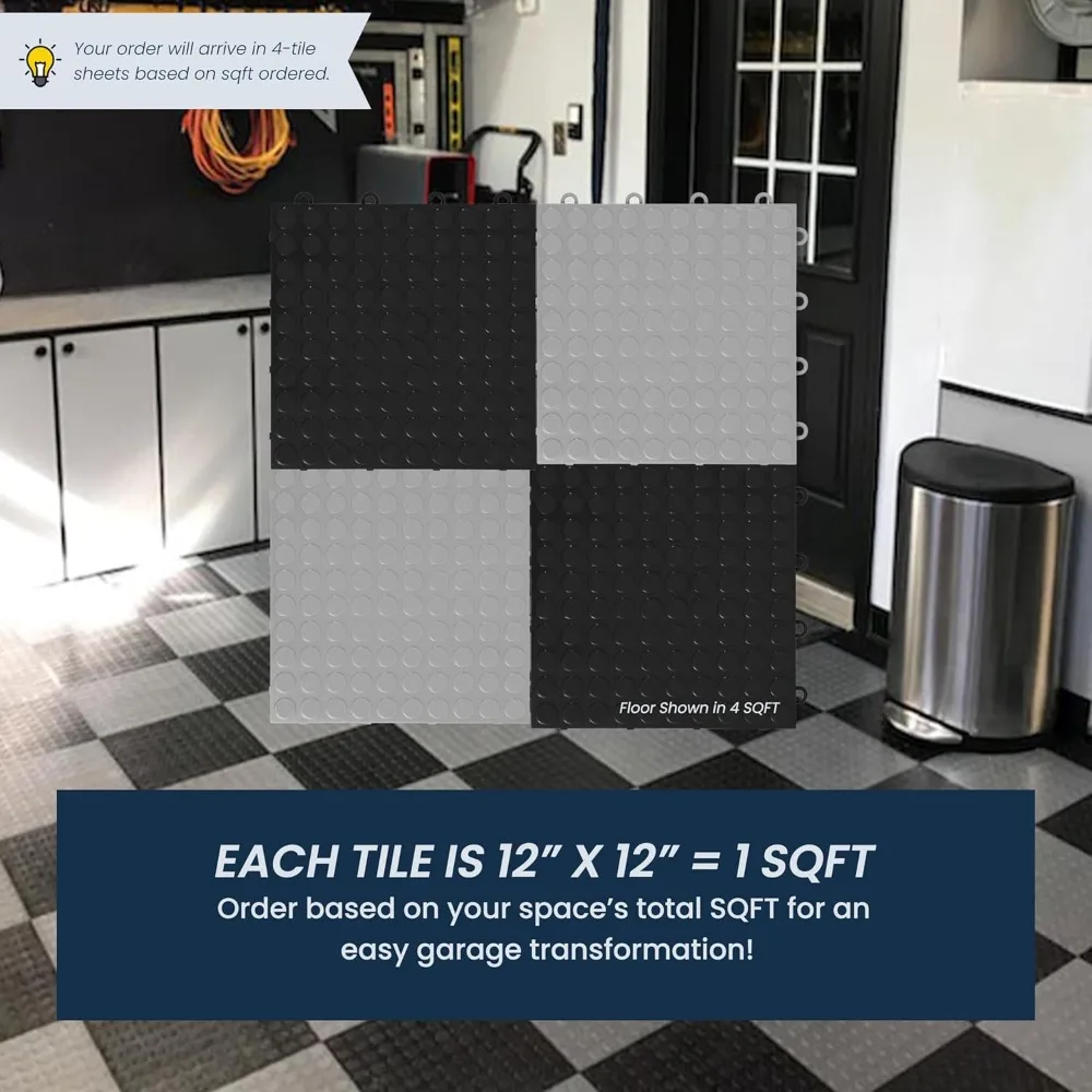 عدم الانزلاق 12x12 بلاط الأرضيات البلاستيكية المتشابكة عملة نمط القطب الشمالي الأبيض المرآب الحصير