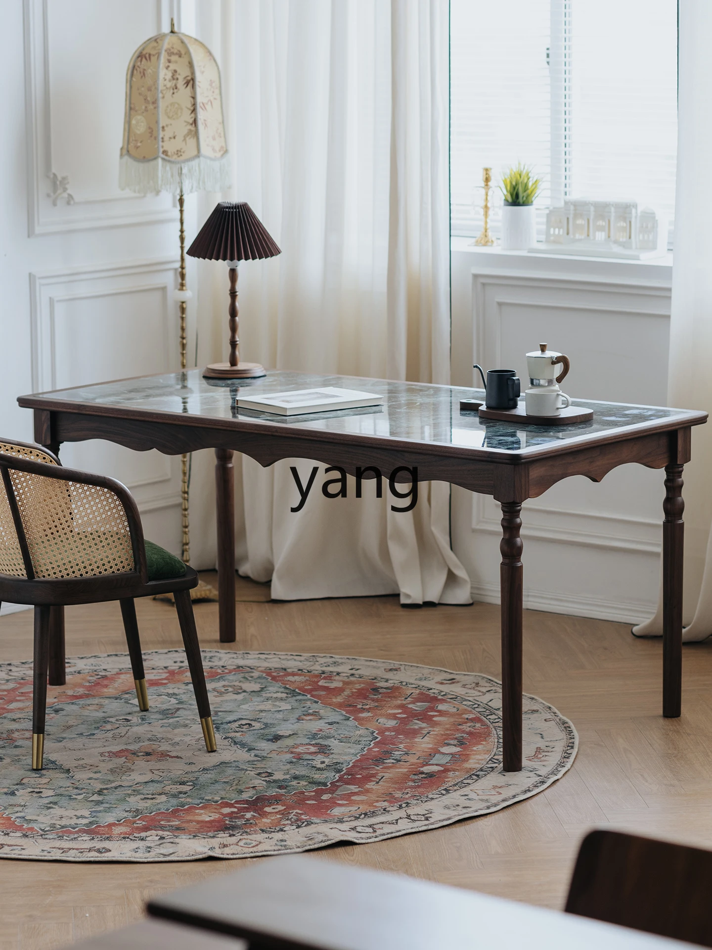 

LMM North American Black Walnut Solid Wood Vintage Rectangular Home Dining Table