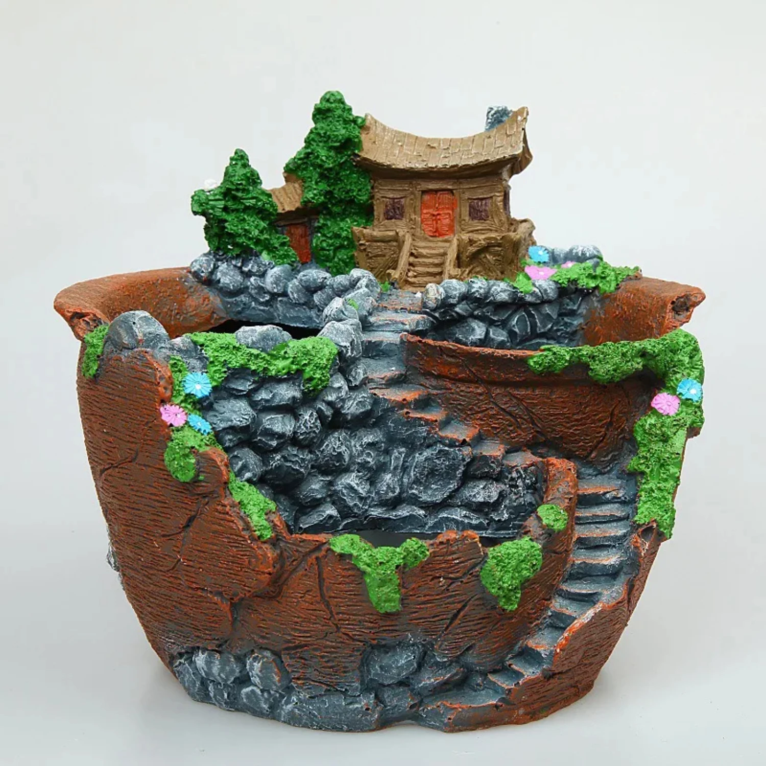 

Resin Succulent Plant Pot Exquisite Bonsai Unique Flower Pot Garden Planter Office Holder Desktop Ornement Garden Pots Planters